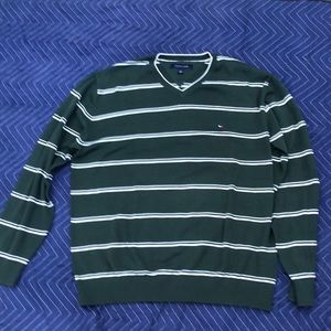 XL Green with white stripes men Tommy Hilfiger LONG-sleeve sweater